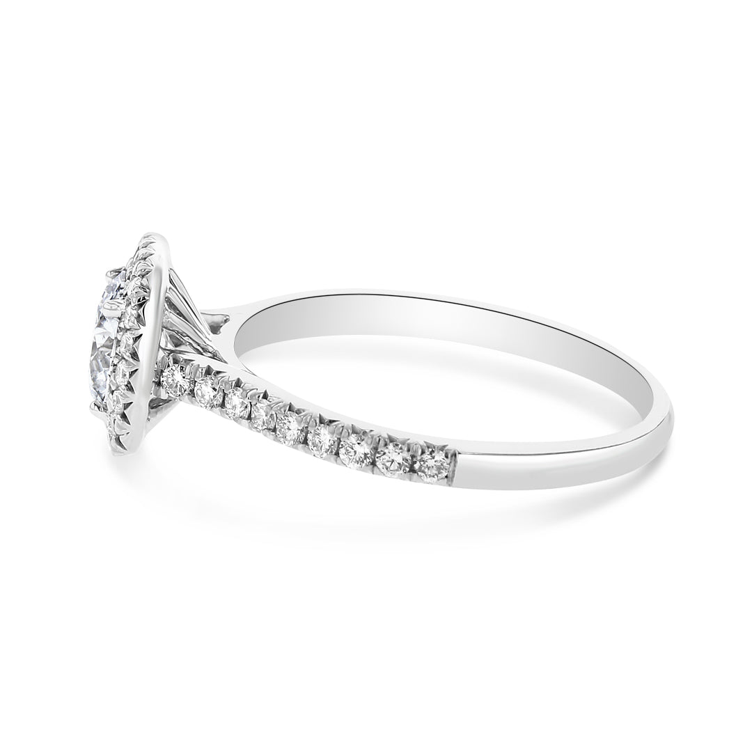 Cushion Halo Engagement Ring With Pave Shank