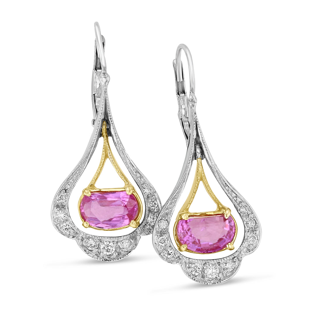Drop Earrings With Pink Sapphires
