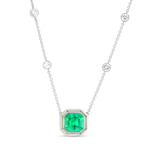 Bezel Set Emerald Necklace