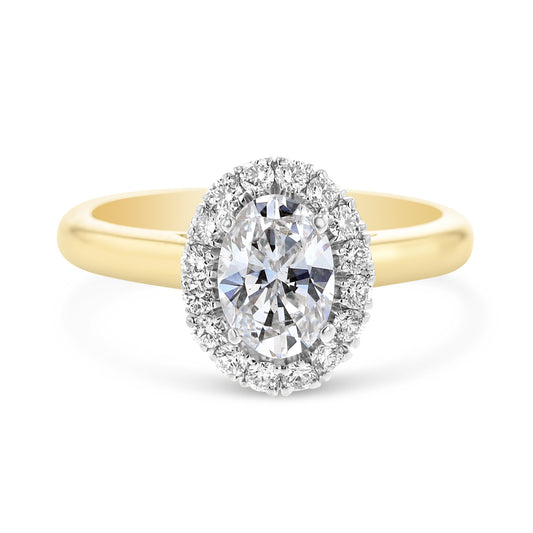 Oval Diamond Halo With Cathedral Style Rounded Shank