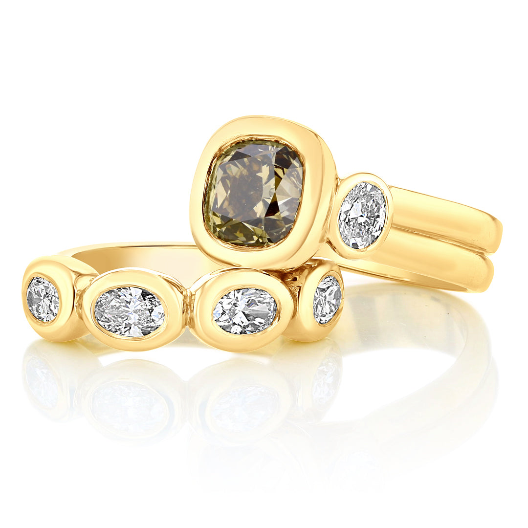 Heavy Band with Oval Diamonds